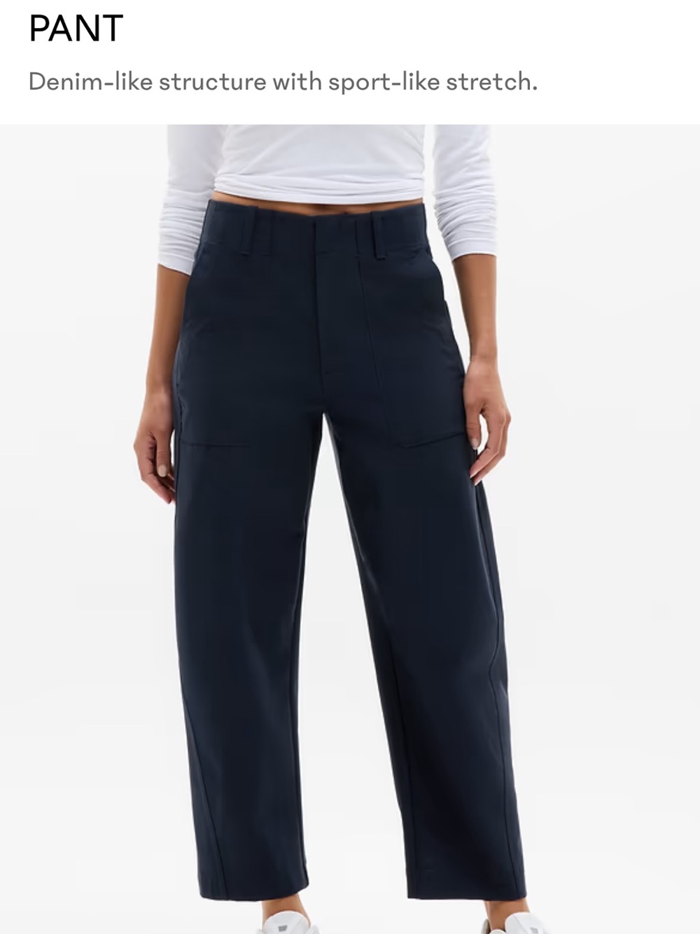 Athleta Skyline Utility Barrel Leg Pant Navy High Rise Stretch Petite Size 16